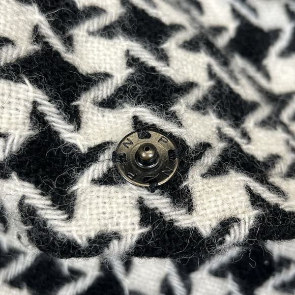 VINTAGE YOHJI YAMAMOTO BLACK HOUNDSTOOTH FRINGE KNIT JACKET WOMENS 2 JAPAN WOOL - Picture 11 of 16
